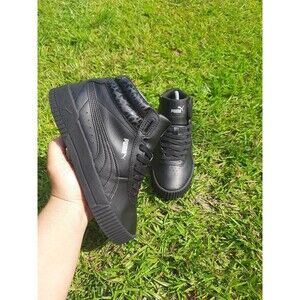 Puma Carina Mid Animal Black Lace Up Sneakers (386823-01) Size 4.5